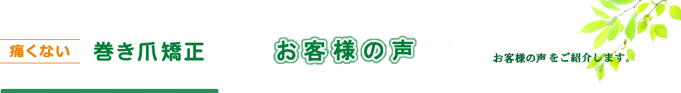 痛くない巻き爪矯正　よくある質問　巻き爪 の矯正方法や費用等、よく頂く質問と答えをご紹介します。